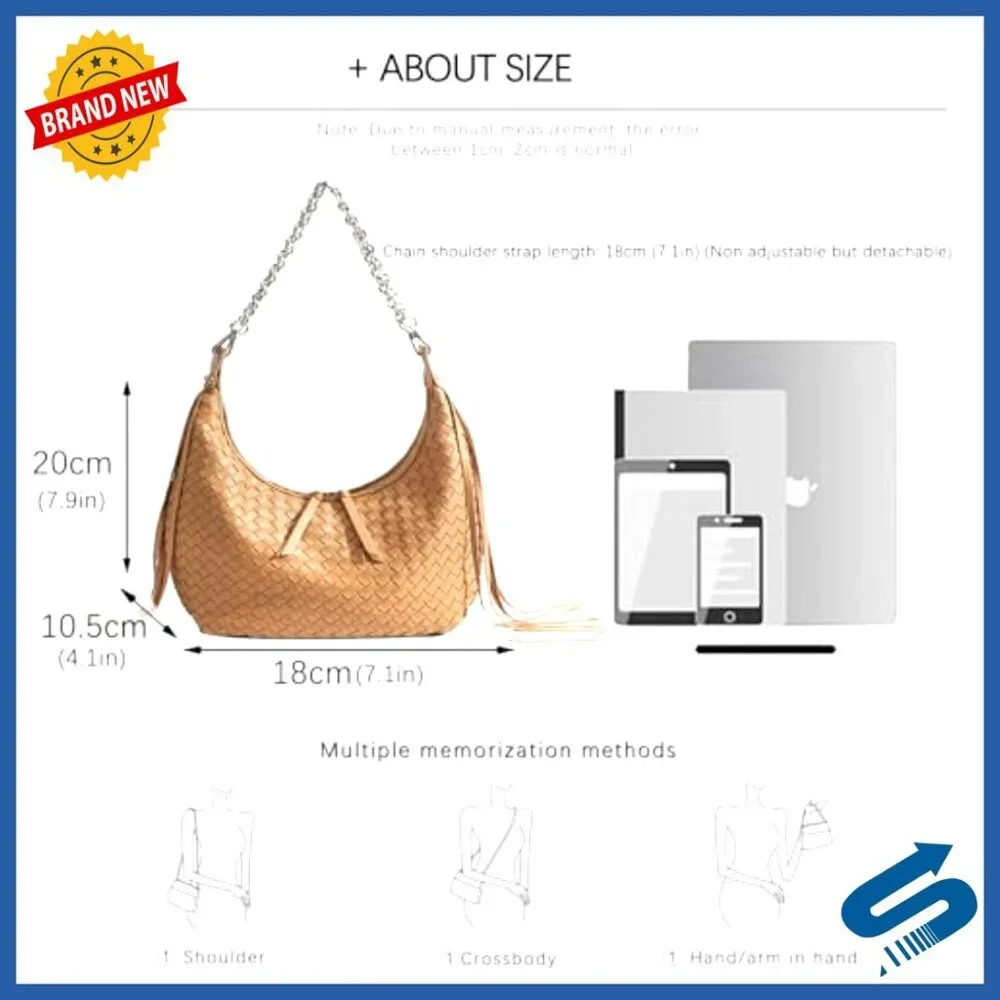 Fringe Hobo Bag Retro Handmade Woven Tote Vegan Leather Shoulder Purse